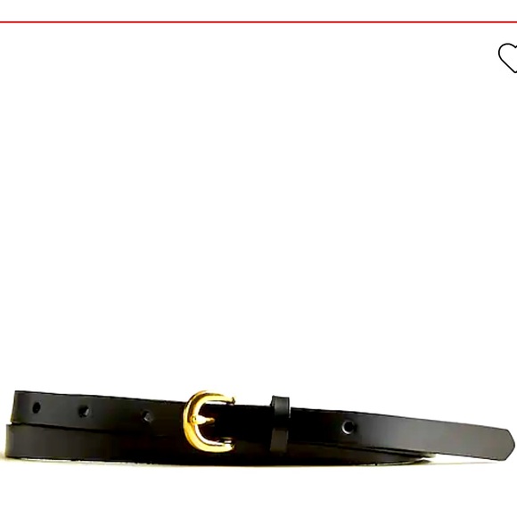 J. Crew Slim Black Leather Belt with Gold Accents